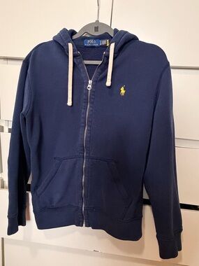 Polo by Ralph Lauren Navy Zip Hoodie with Yellow Logo